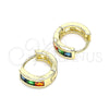 Argolla Huggie 02.210.0640.5.10 Oro Laminado, con Multicolor Zirconia Cubica, Pulido, Tono Dorado