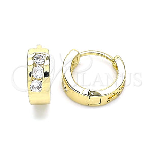 Argolla Huggie 02.210.0641.12 Oro Laminado, con Blanca Zirconia Cubica, Pulido, Tono Dorado