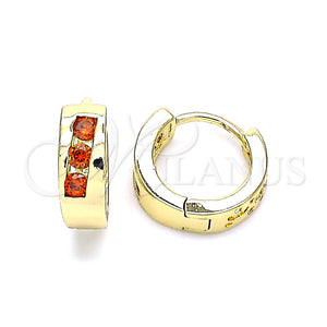 Argolla Huggie 02.210.0641.1.12 Oro Laminado, con Granate Zirconia Cubica, Pulido, Tono Dorado