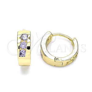 Argolla Huggie 02.210.0641.2.12 Oro Laminado, con Amatista Zirconia Cubica, Pulido, Tono Dorado