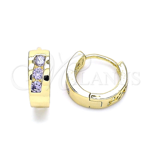 Argolla Huggie 02.210.0641.2.12 Oro Laminado, con Amatista Zirconia Cubica, Pulido, Tono Dorado
