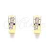 Argolla Huggie 02.210.0641.3.12 Oro Laminado, con Rosado Zirconia Cubica, Pulido, Tono Dorado