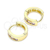 Argolla Huggie 02.210.0641.3.12 Oro Laminado, con Rosado Zirconia Cubica, Pulido, Tono Dorado