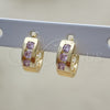 Argolla Huggie 02.210.0641.3.12 Oro Laminado, con Rosado Zirconia Cubica, Pulido, Tono Dorado
