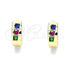 Argolla Huggie 02.210.0641.4.12 Oro Laminado, con Multicolor Zirconia Cubica, Pulido, Tono Dorado