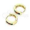 Argolla Huggie 02.210.0641.4.12 Oro Laminado, con Multicolor Zirconia Cubica, Pulido, Tono Dorado