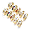 Argolla Huggie 02.210.0641.4.12 Oro Laminado, con Multicolor Zirconia Cubica, Pulido, Tono Dorado