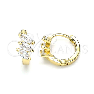 Argolla Huggie 02.210.0642.12 Oro Laminado, con Blanca Zirconia Cubica, Pulido, Tono Dorado