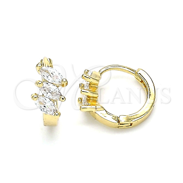 Argolla Huggie 02.210.0642.12 Oro Laminado, con Blanca Zirconia Cubica, Pulido, Tono Dorado