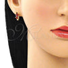 Argolla Huggie 02.210.0642.1.12 Oro Laminado, con Granate Zirconia Cubica, Pulido, Tono Dorado