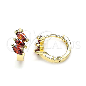 Argolla Huggie 02.210.0642.1.12 Oro Laminado, con Granate Zirconia Cubica, Pulido, Tono Dorado
