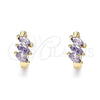 Argolla Huggie 02.210.0642.3.12 Oro Laminado, con Amatista Zirconia Cubica, Pulido, Tono Dorado