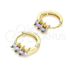 Argolla Huggie 02.210.0642.3.12 Oro Laminado, con Amatista Zirconia Cubica, Pulido, Tono Dorado