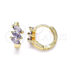 Argolla Huggie 02.210.0642.3.12 Oro Laminado, con Amatista Zirconia Cubica, Pulido, Tono Dorado