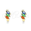 Argolla Huggie 02.210.0642.5.12 Oro Laminado, con Multicolor Zirconia Cubica, Pulido, Tono Dorado