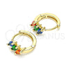 Argolla Huggie 02.210.0642.5.12 Oro Laminado, con Multicolor Zirconia Cubica, Pulido, Tono Dorado