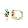 Argolla Huggie 02.210.0642.5.12 Oro Laminado, con Multicolor Zirconia Cubica, Pulido, Tono Dorado