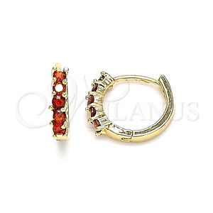 Argolla Huggie 02.210.0643.1.12 Oro Laminado, con Granate Zirconia Cubica, Pulido, Tono Dorado
