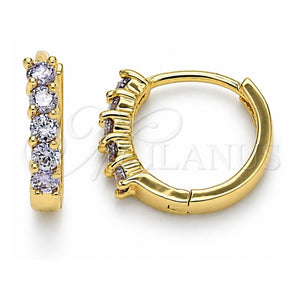 Argolla Huggie 02.210.0643.3.12 Oro Laminado, con Zirconia Cubica Amatista, Pulido, Tono Dorado