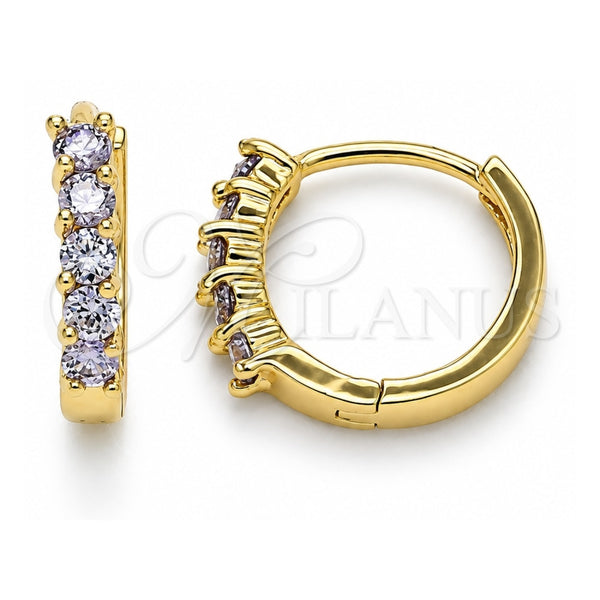 Argolla Huggie 02.210.0643.3.12 Oro Laminado, con Zirconia Cubica Amatista, Pulido, Tono Dorado