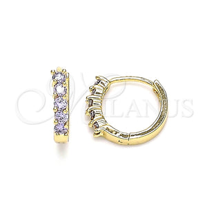 Argolla Huggie 02.210.0643.3.12 Oro Laminado, con Amatista Zirconia Cubica, Pulido, Tono Dorado