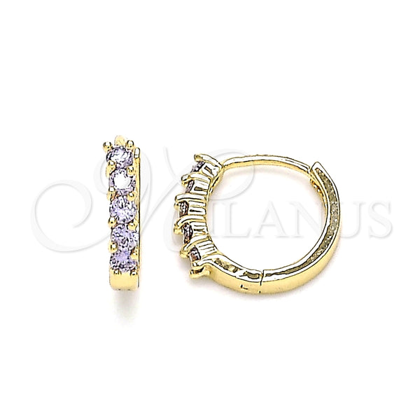 Argolla Huggie 02.210.0643.3.12 Oro Laminado, con Amatista Zirconia Cubica, Pulido, Tono Dorado