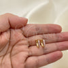 Argolla Huggie 02.210.0643.4.12 Oro Laminado, con Rosado Zirconia Cubica, Pulido, Tono Dorado