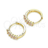 Argolla Huggie 02.210.0643.4.12 Oro Laminado, con Rosado Zirconia Cubica, Pulido, Tono Dorado