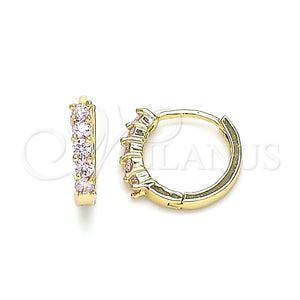 Argolla Huggie 02.210.0643.4.12 Oro Laminado, con Rosado Zirconia Cubica, Pulido, Tono Dorado