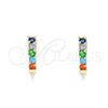 Argolla Huggie 02.210.0643.5.12 Oro Laminado, con Multicolor Zirconia Cubica, Pulido, Tono Dorado
