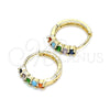 Argolla Huggie 02.210.0643.5.12 Oro Laminado, con Multicolor Zirconia Cubica, Pulido, Tono Dorado