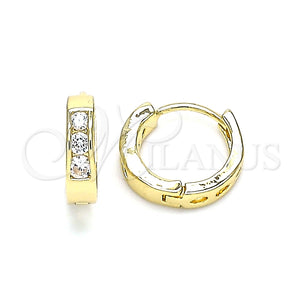 Argolla Huggie 02.210.0644.12 Oro Laminado, con Blanca Zirconia Cubica, Pulido, Tono Dorado