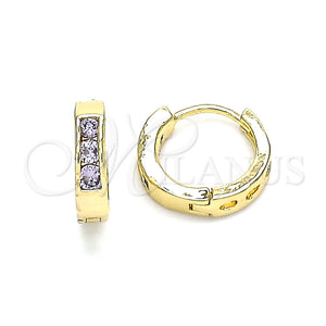 Argolla Huggie 02.210.0644.3.12 Oro Laminado, con Amatista Zirconia Cubica, Pulido, Tono Dorado