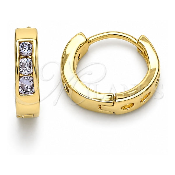 Argolla Huggie 02.210.0644.3.12 Oro Laminado, con Zirconia Cubica Amatista, Pulido, Tono Dorado