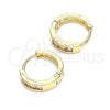 Argolla Huggie 02.210.0644.4.12 Oro Laminado, con Rosado Zirconia Cubica, Pulido, Tono Dorado
