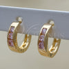 Argolla Huggie 02.210.0644.4.12 Oro Laminado, con Rosado Zirconia Cubica, Pulido, Tono Dorado