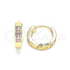 Argolla Huggie 02.210.0644.4.12 Oro Laminado, con Rosado Zirconia Cubica, Pulido, Tono Dorado