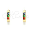 Argolla Huggie 02.210.0644.5.12 Oro Laminado, con Multicolor Zirconia Cubica, Pulido, Tono Dorado