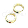 Argolla Huggie 02.210.0644.5.12 Oro Laminado, con Multicolor Zirconia Cubica, Pulido, Tono Dorado