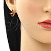 Argolla Huggie 02.210.0645.1.15 Oro Laminado, Diseño de Cruz, con Granate Zirconia Cubica, Pulido, Tono Dorado