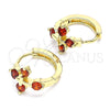 Argolla Huggie 02.210.0645.1.15 Oro Laminado, Diseño de Cruz, con Granate Zirconia Cubica, Pulido, Tono Dorado