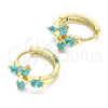 Argolla Huggie 02.210.0645.2.15 Oro Laminado, Diseño de Cruz, con Aqua Azul Zirconia Cubica, Pulido, Tono Dorado
