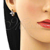 Argolla Huggie 02.210.0645.3.15 Oro Laminado, Diseño de Cruz, con Amatista Zirconia Cubica, Pulido, Tono Dorado