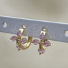 Argolla Huggie 02.210.0645.4.15 Oro Laminado, Diseño de Cruz, con Rosado Zirconia Cubica, Pulido, Tono Dorado