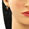 Argolla Huggie 02.210.0645.5.15 Oro Laminado, Diseño de Cruz, con Multicolor Zirconia Cubica, Pulido, Tono Dorado