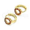Argolla Huggie 02.210.0646.1.15 Oro Laminado, con Granate Zirconia Cubica, Pulido, Tono Dorado