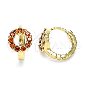 Argolla Huggie 02.210.0646.1.15 Oro Laminado, con Granate Zirconia Cubica, Pulido, Tono Dorado