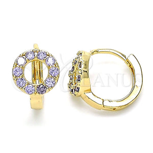 Argolla Huggie 02.210.0646.2.15 Oro Laminado, con Amatista Zirconia Cubica, Pulido, Tono Dorado