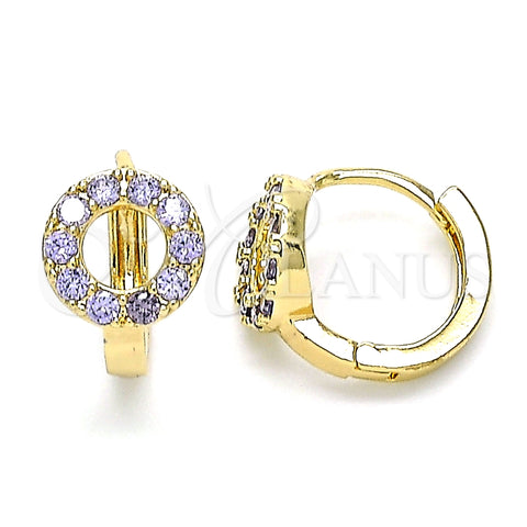 Argolla Huggie 02.210.0646.2.15 Oro Laminado, con Amatista Zirconia Cubica, Pulido, Tono Dorado