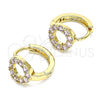 Argolla Huggie 02.210.0646.3.15 Oro Laminado, con Rosado Zirconia Cubica, Pulido, Tono Dorado